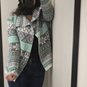 Fair Isle Draped Open Cardigan
